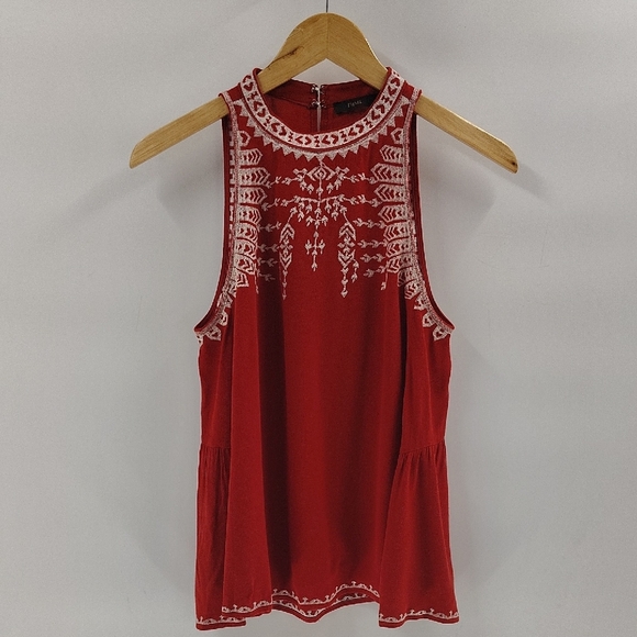 THML Halter Top Size Small White Embroidered Stitching Sleeveless - Picture 1 of 8